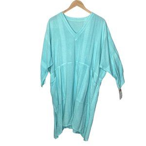 NWT Moon Of Morocco Women’s Dress Vneck 3/4 Sleeve Turquoise One Size Fits Most
